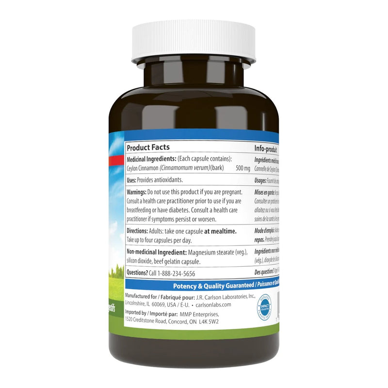 Carlson's Ceylon Cinnamon 500 mg 90 Capsules