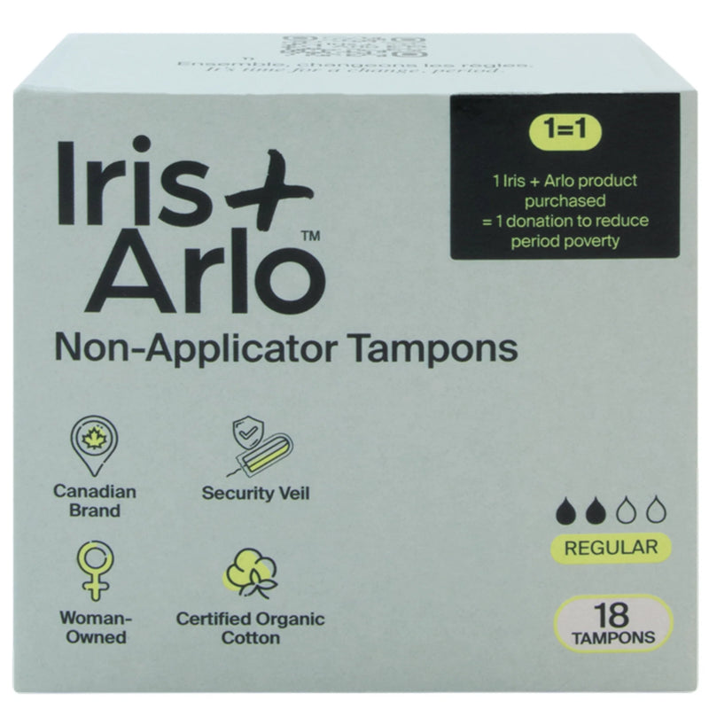 Iris + Arlo 100% Cotton Non-Applicator Tampons 18 Regular Tampons