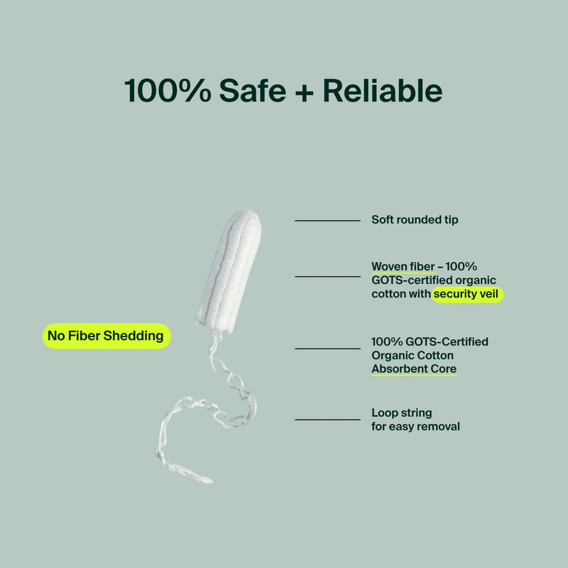 Iris + Arlo 100% Cotton Non-Applicator Tampons 18 Regular Tampons