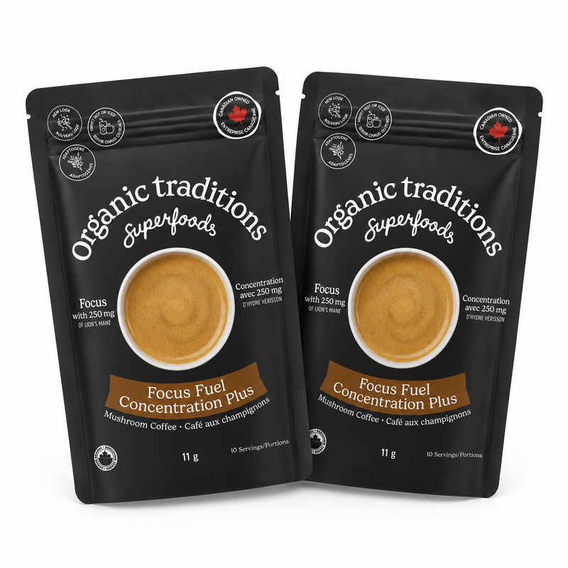 Free Gift: 2 x Organic Traditions Focus Fuel Mushroom Coffee 11g