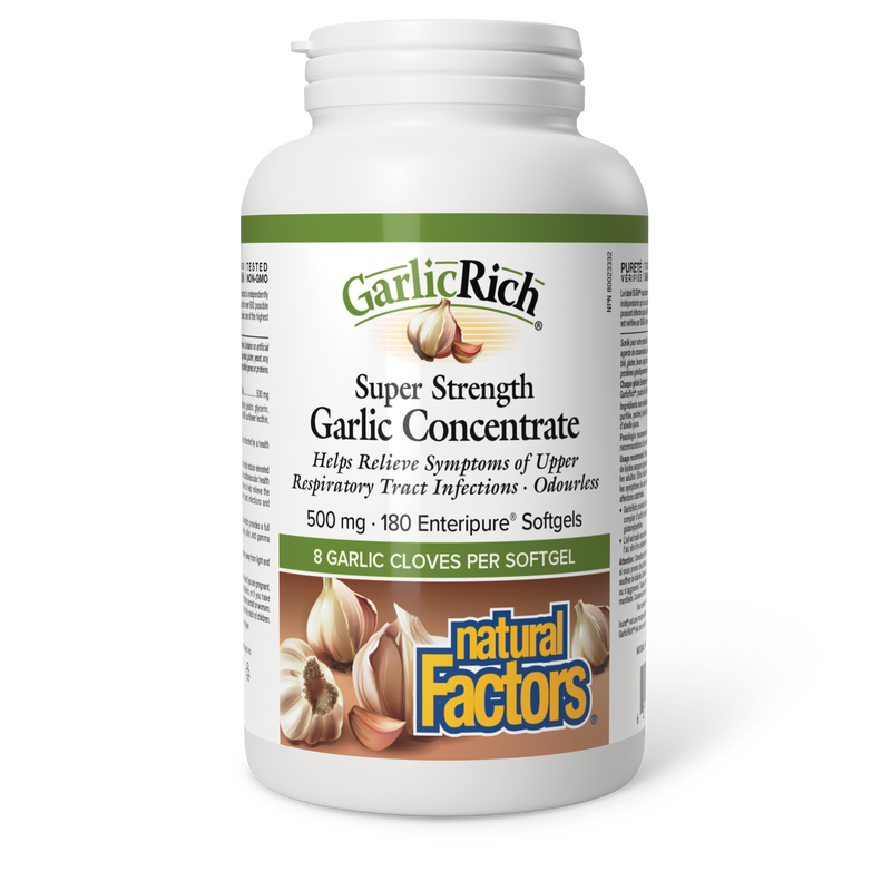 Natural Factors Super Strength Garlic Rich Garlic Concentrate 500mg 180 Enteripure Softgels
