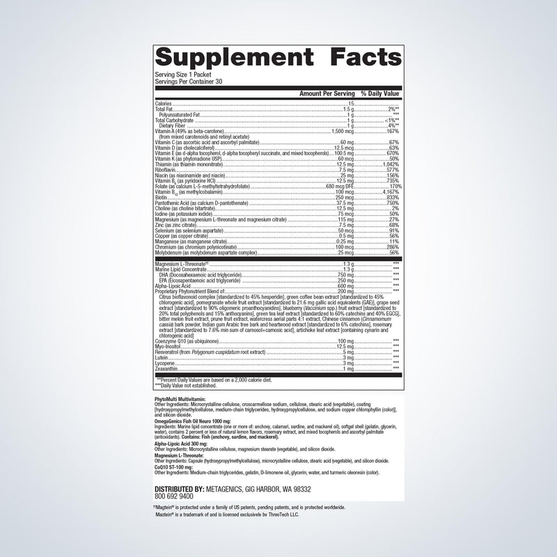 Metagenics Wellness Essentials Brain Health 30 Packs