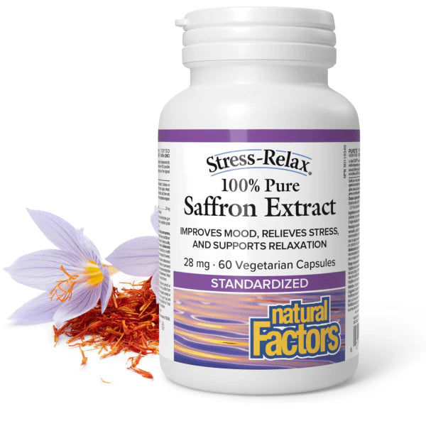 Natural Factors Saffron Extract 100% Pure Standardized Stress Relax 30 Veggie Caps