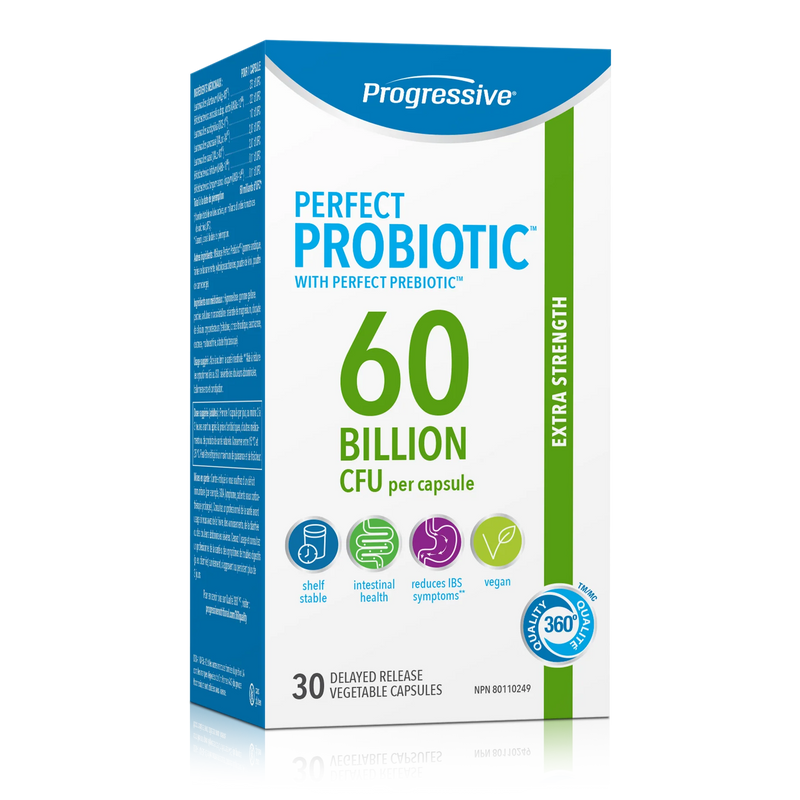 Progressive Perfect Probiotic 60 Billion CFU Extra Strength 30 Delayed Release Veggie Caps