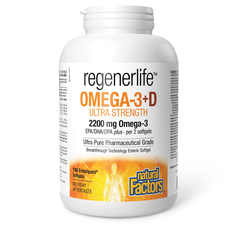 Natural Factors RegenerLife Omega-3+D 150 Softgels