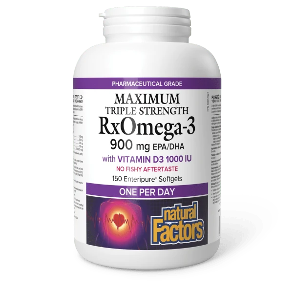 Natural Factors Rx Omega-3 Maximum Strength 900mg With Vitamin D3 150 Softgels