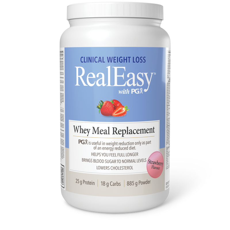 Natural Factors RealEasy With PGX Whey Meal Replacement Strawberry 885 gr