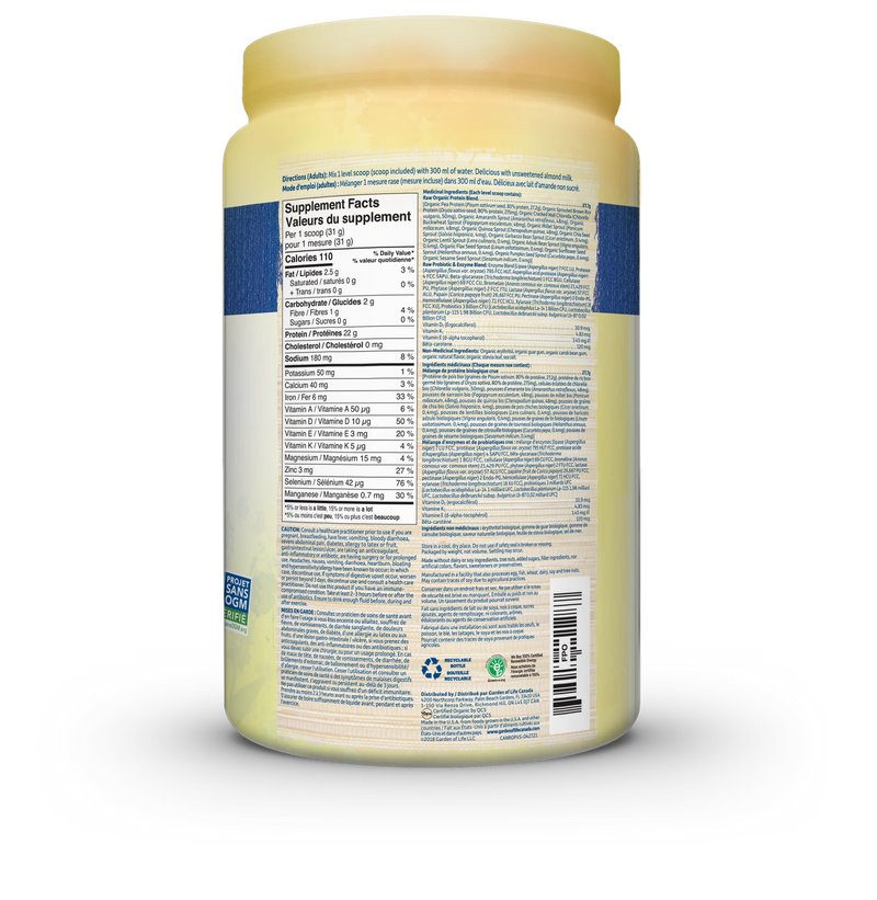 Garden of Life Raw Organic Protein Vanilla 624g