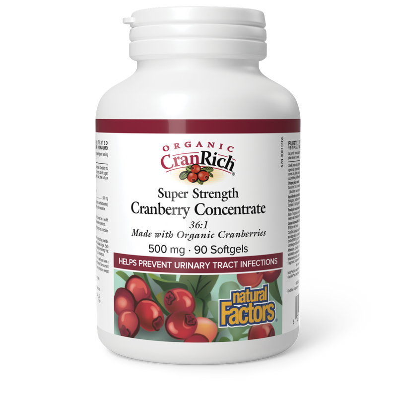 Natural Factors CranRich Super Strength 500mg Cranberry Concentrate 36:1 90 Softgels