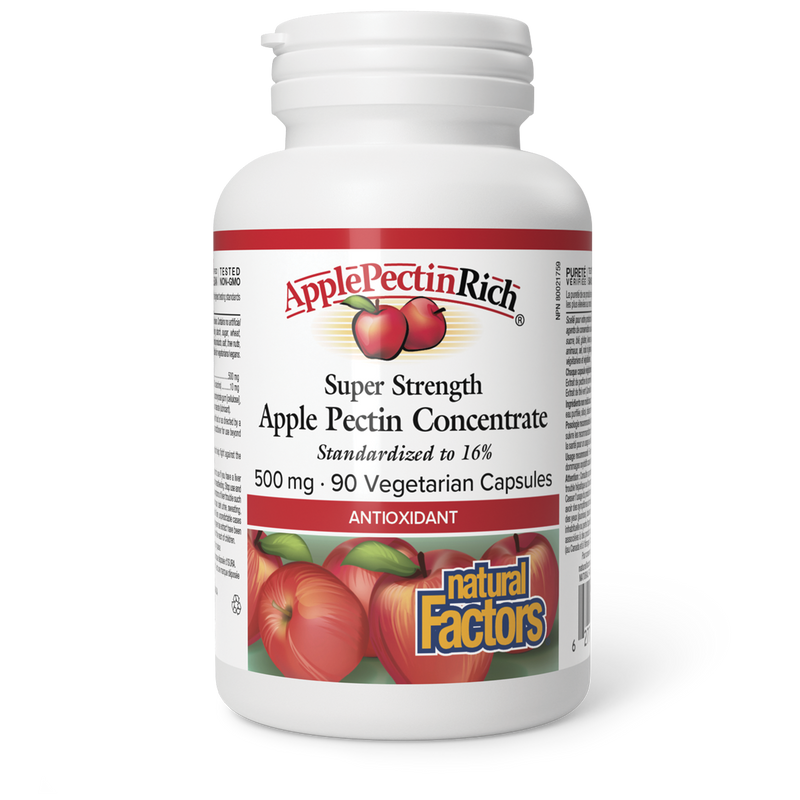 Natural Factors Apple Pectin Rich Super Strength Concentrate 500mg 90 Veggie Caps