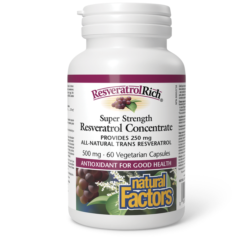 Natural Factors Super Strength Resveratrol Concentrate 500 mg 60 Veggie Caps