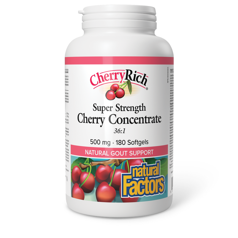 Natural Factors Cherry Rich Cherry Concentrate Super Strength 500mg 180 Softgels