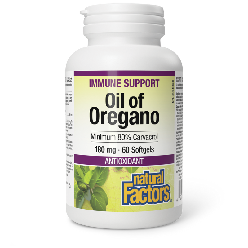 Natural Factors Oil of Oregano 180mg 60 Softgels
