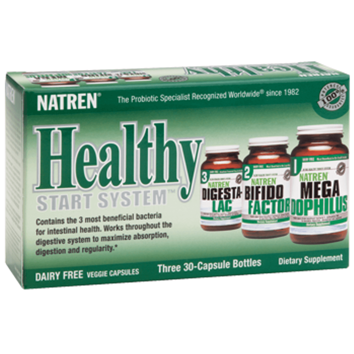 Natren Healthy Start System Dairy Free 3 Bottles of 30 Caps Supplements - Probiotics at Village Vitamin Store