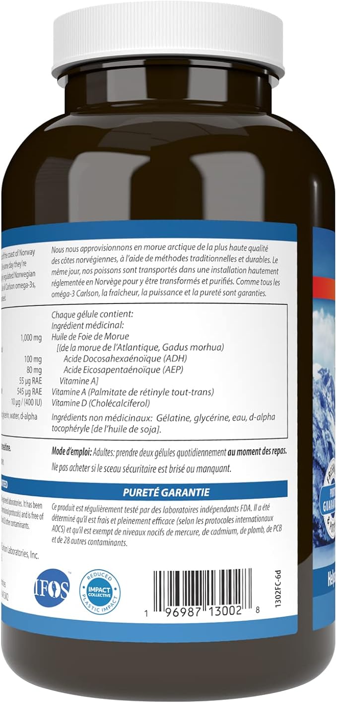 Carlson Super Cod Liver Oil 1000MG 250 Soft Gels
