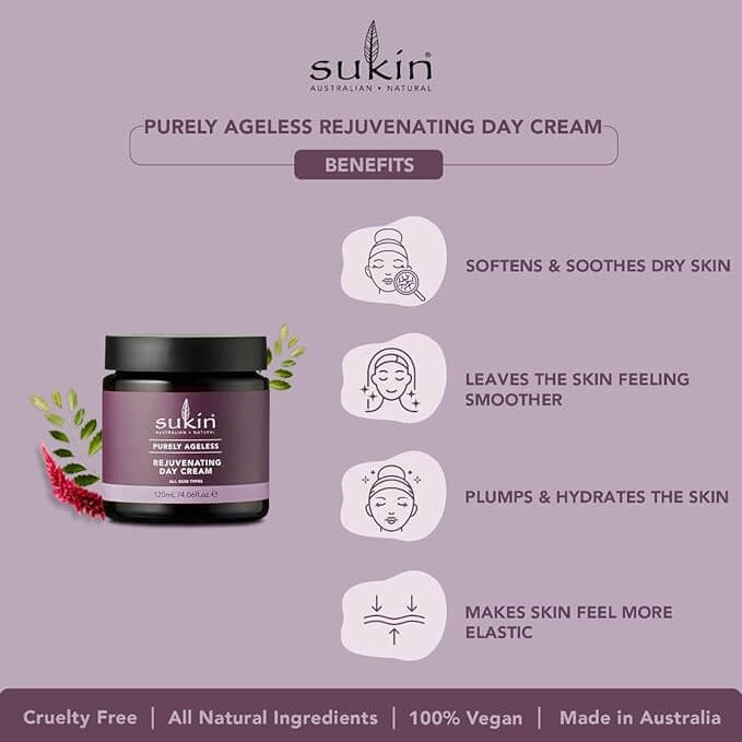 Sukin Rejuvenating Day Cream - Purely Ageless For All Skin Types - 120 mL