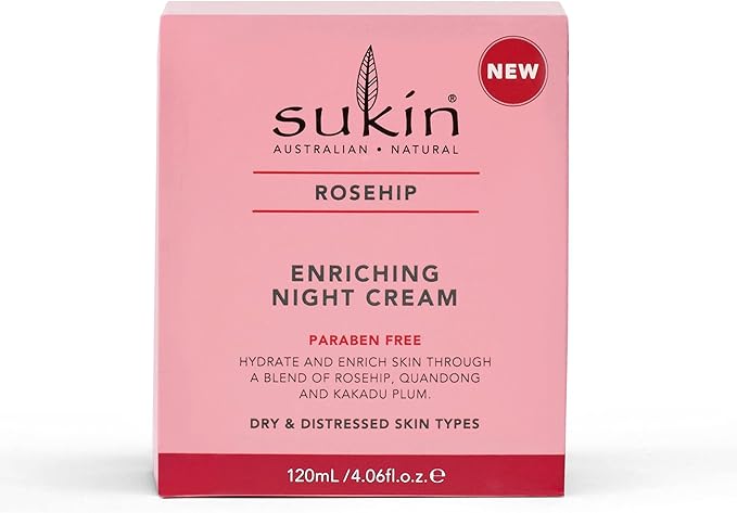 Sukin Rosehip Enriching Night Cream - Face Night Cream Moisturizer, 120mL