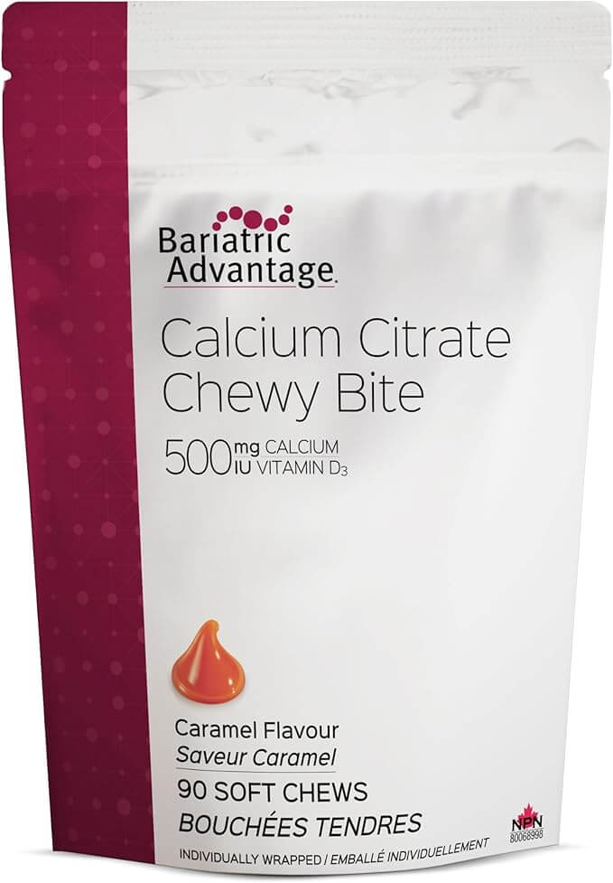 Bariatric Advantage - Calcium Citrate Chewy Bite 500mg - Caramel Flavored - 90 Soft Chews