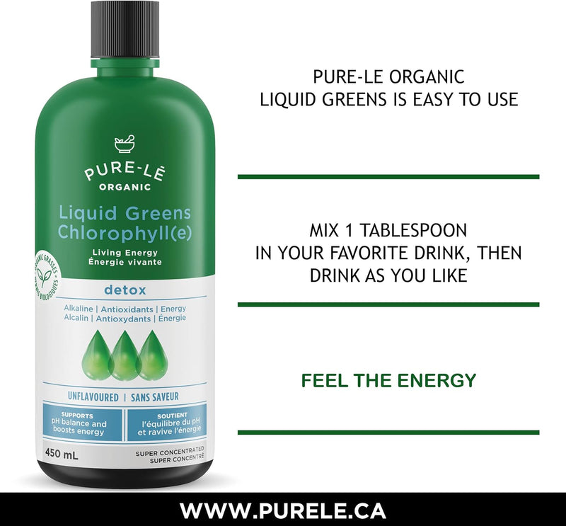 Pure-Le Organic Liquid Green Chlorophyll(e) Detox Unflavored 450 mL