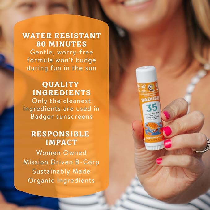 Badger Active Mineral Sunscreen Face Stick SPF35 Tangerine & Vanilla - 18g