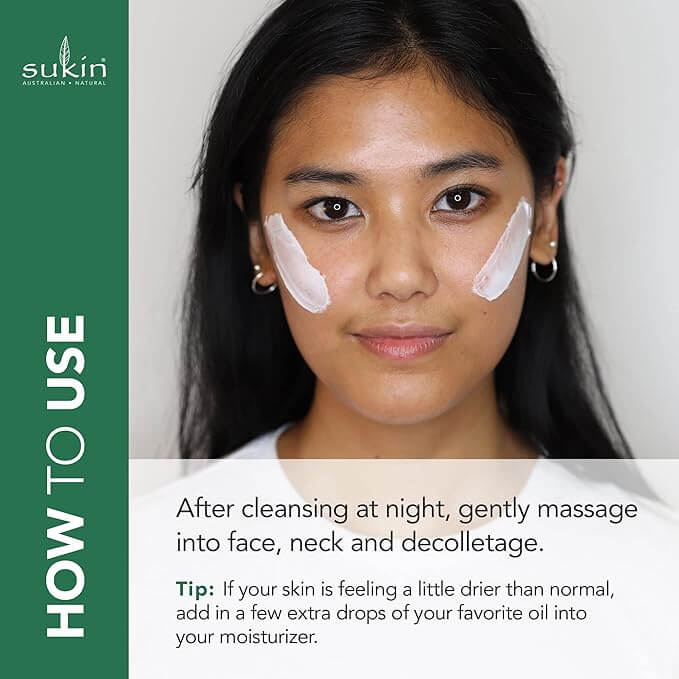 Sukin - Moisture Restoring Night Cream - Signature Range - Hydrates the Skin While You Sleep - For All Skin Types - 120 mL
