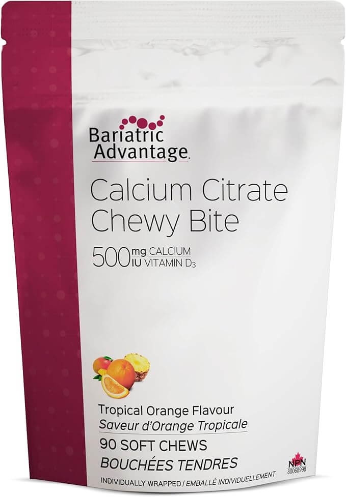 Bariatric Advantage - Calcium Citrate Chewy Bite 500mg - Orange Flavor - 90 Soft Chews