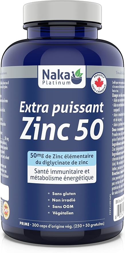Naka Extra Strength Zinc 50 300 Veggie Caps (250+50 Free)