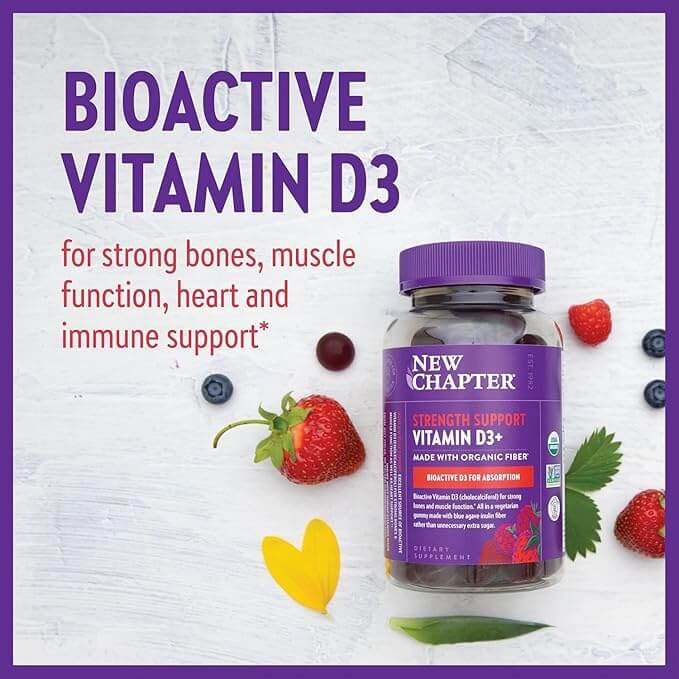New Chapter Immune & Bone Vitamin D3+ Mixed Berries Flavored 60 Gummies