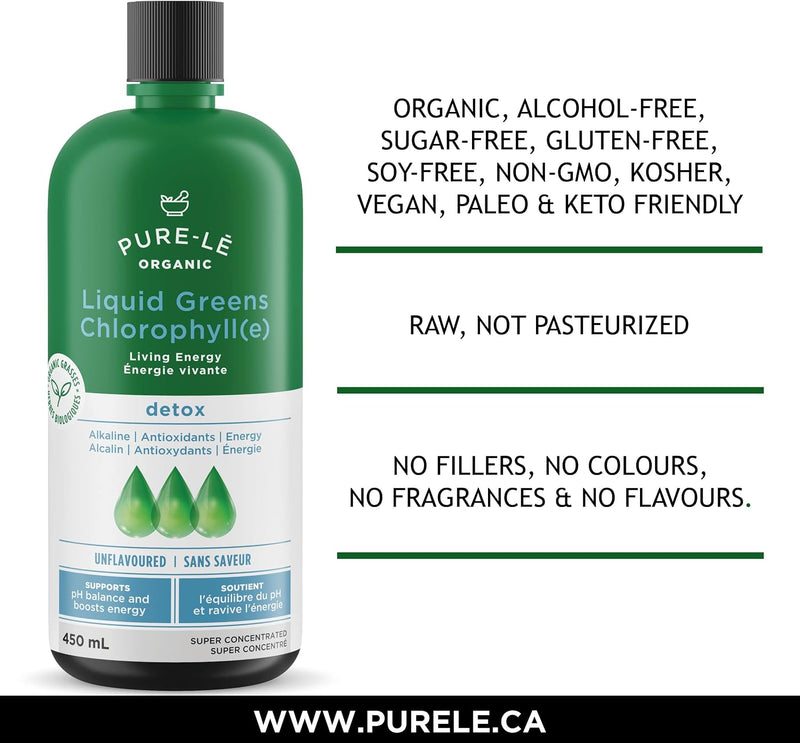 Pure-Le Organic Liquid Green Chlorophyll(e) Detox Unflavored 450 mL