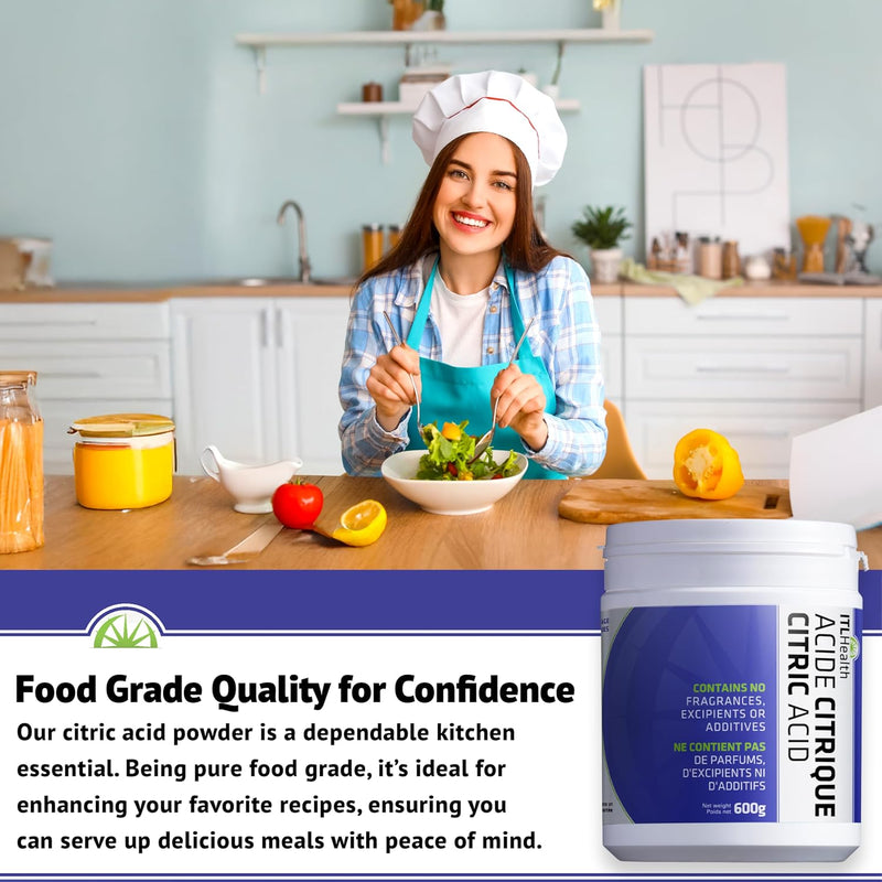 ITL Health Citric Acid 600g - Non-GMO and Fragrance Free