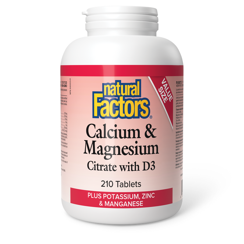 Natural Factors Calcium & Magnesium Citrate With D3 Bonus Size 210 Tablets