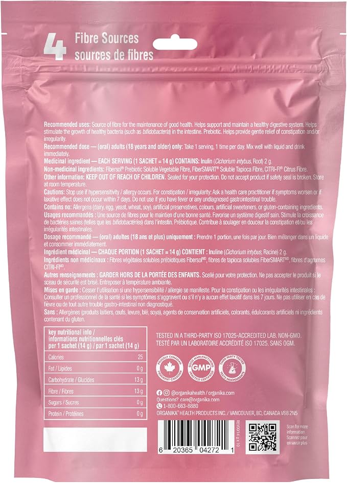 Organika Belli Bliss Fibre + Chromium | Complete daily blend 10 15 Gram unflavored Sachets