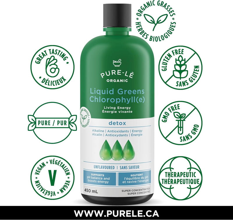 Pure-Le Organic Liquid Green Chlorophyll(e) Detox Unflavored 450 mL
