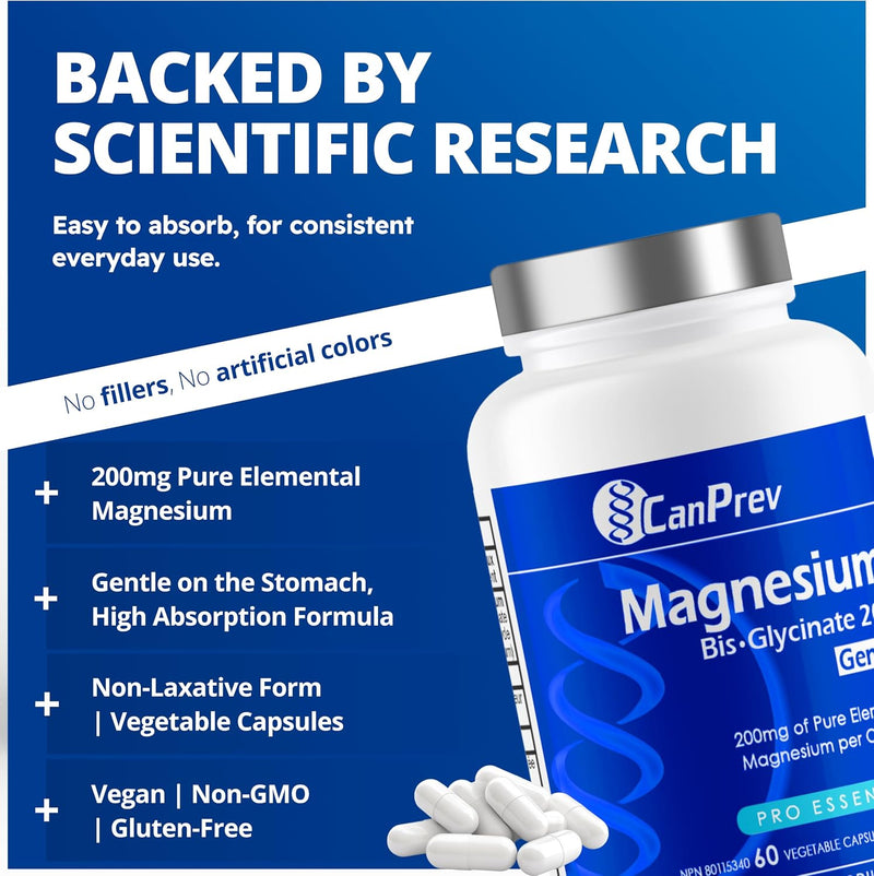 Free Gift: Canprev Magnesium Bis-Glycinate 200 Gentle 60 Veg Capsules