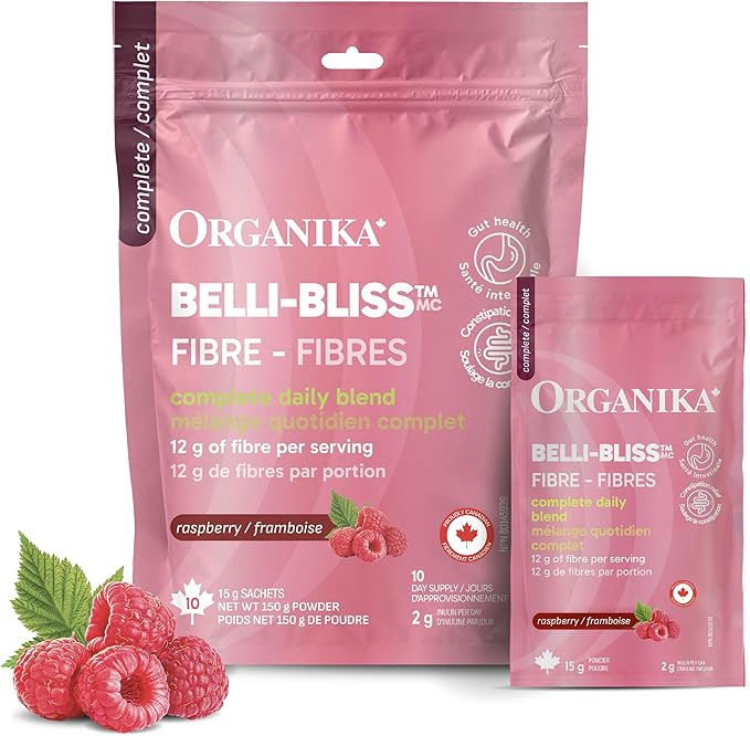 Organika Belli Bliss Fibre + Chromium | Complete daily blend 10 15 Gram Raspberry Flavored Sachets