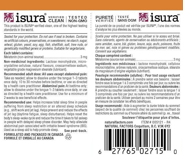 Natural Factors Melatonin 3mg 90 Sublingual Tablets