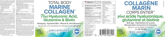 Total Body Collagen Marine Collagen with Hyaluronic acid, Glutamine & Biotin Unflavoured 135g