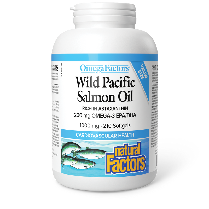 Natural Factors Omega Factors Wild Pacific Salmon Oil 1000mg 180+30 Softgels