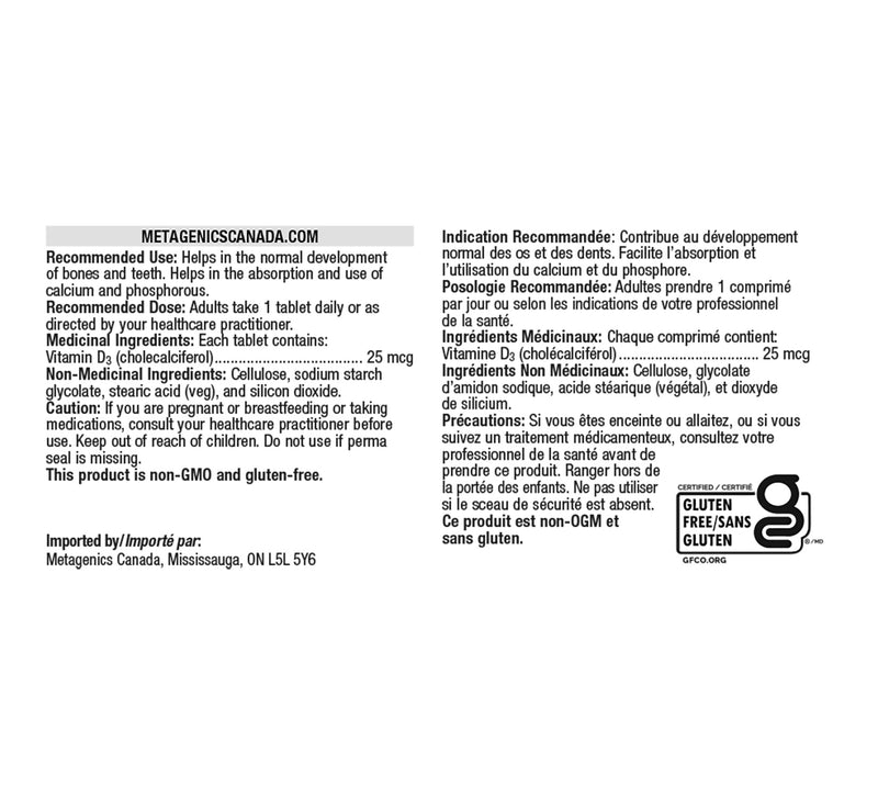 Metagenics D3 1000 120 Tabs