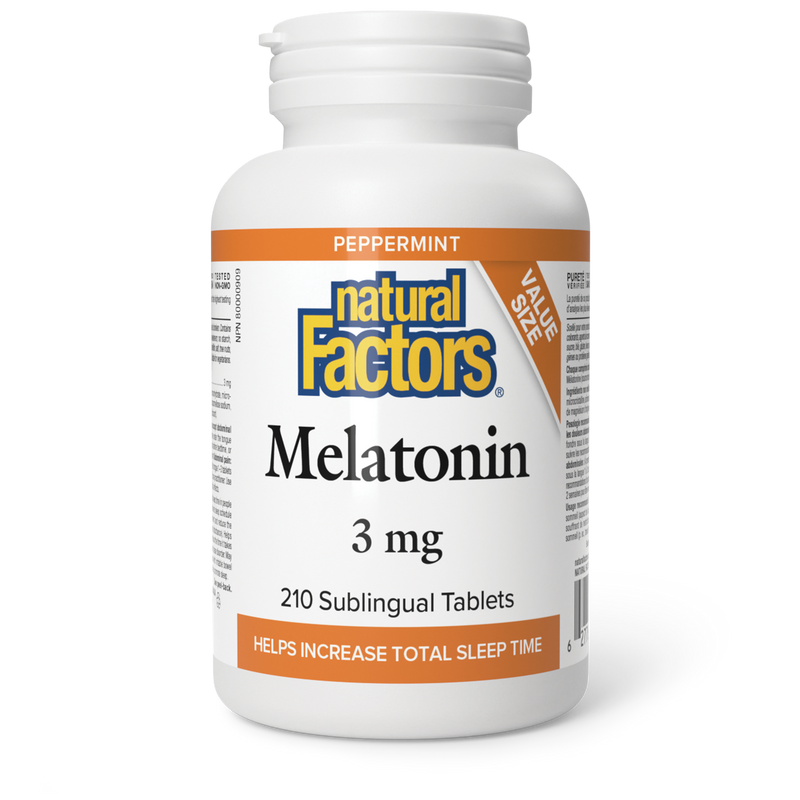 Natural Factors Melatonin Peppermint 3mg 210 Sublingual Tabs