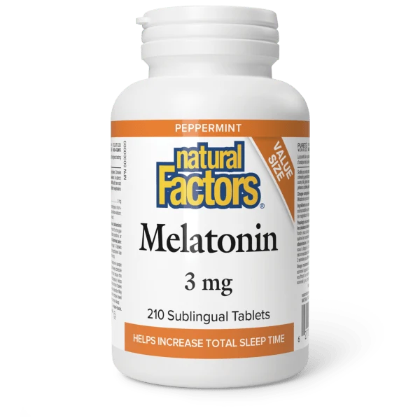 Natural Factors Melatonin Peppermint 3mg 210 Sublingual Tabs