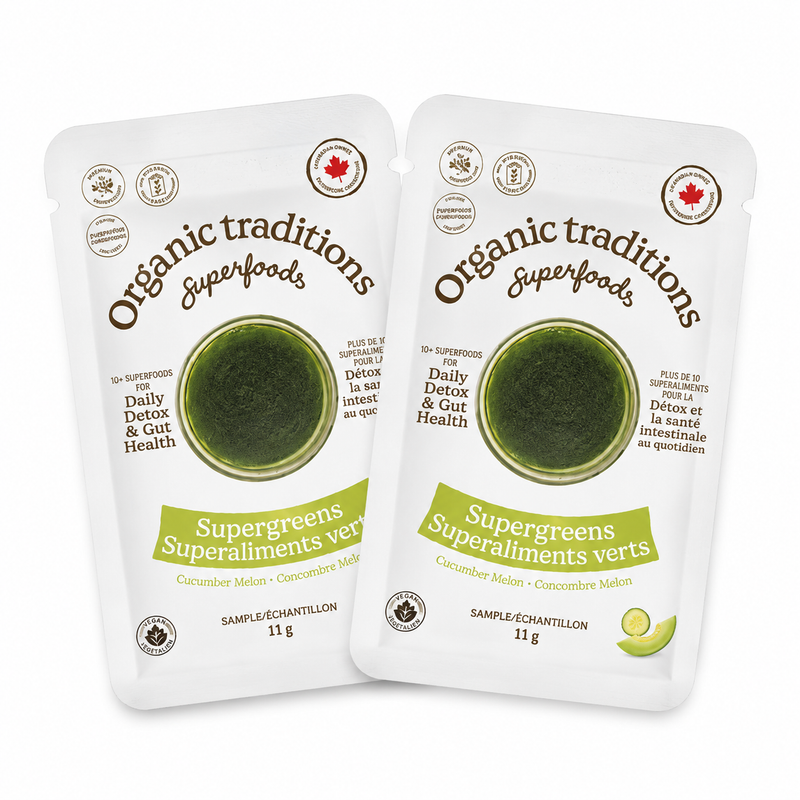 Free Gift: 2X Organic Traditions Superfoods Supergreen 11g