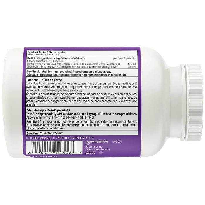 AOR Glucosamine & Chondroitin 675mg 120 Caps Supplements - Joint Care at Village Vitamin Store