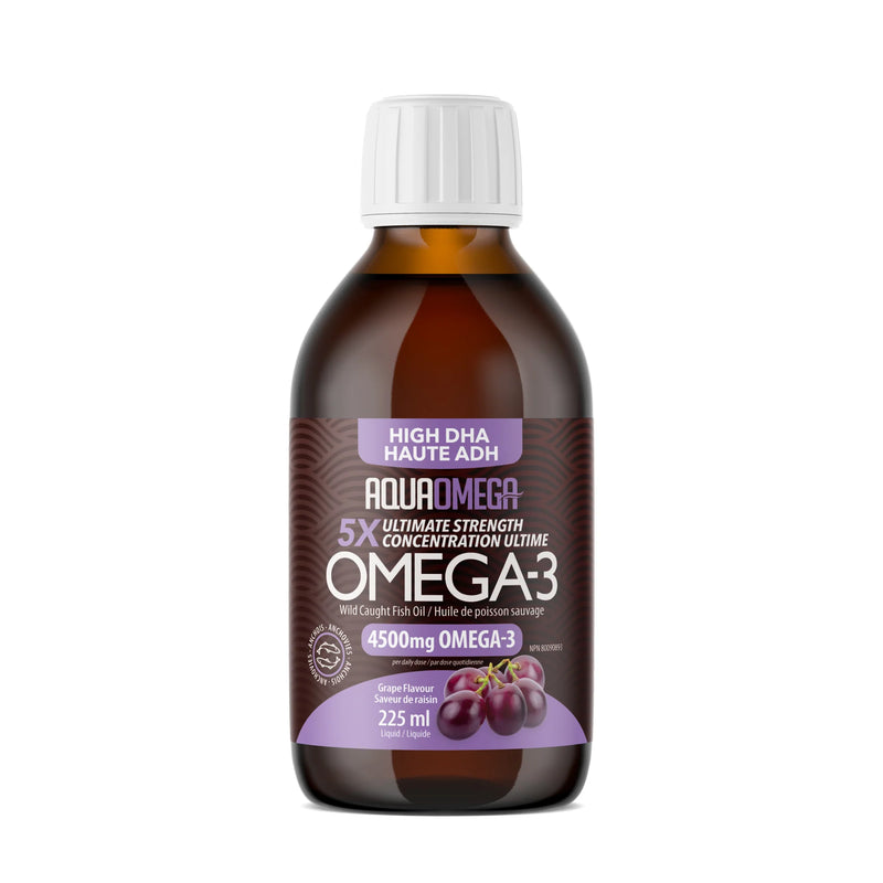 Aqua Omega-3 5x Ultimate Strength DHA Grape 225ml