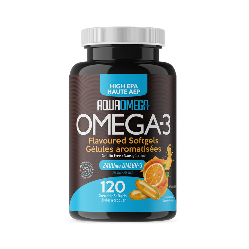 AquaOmega Omega-3 High EPA Omega-3 | Orange Flavoured Softgels 120 Soft Caps