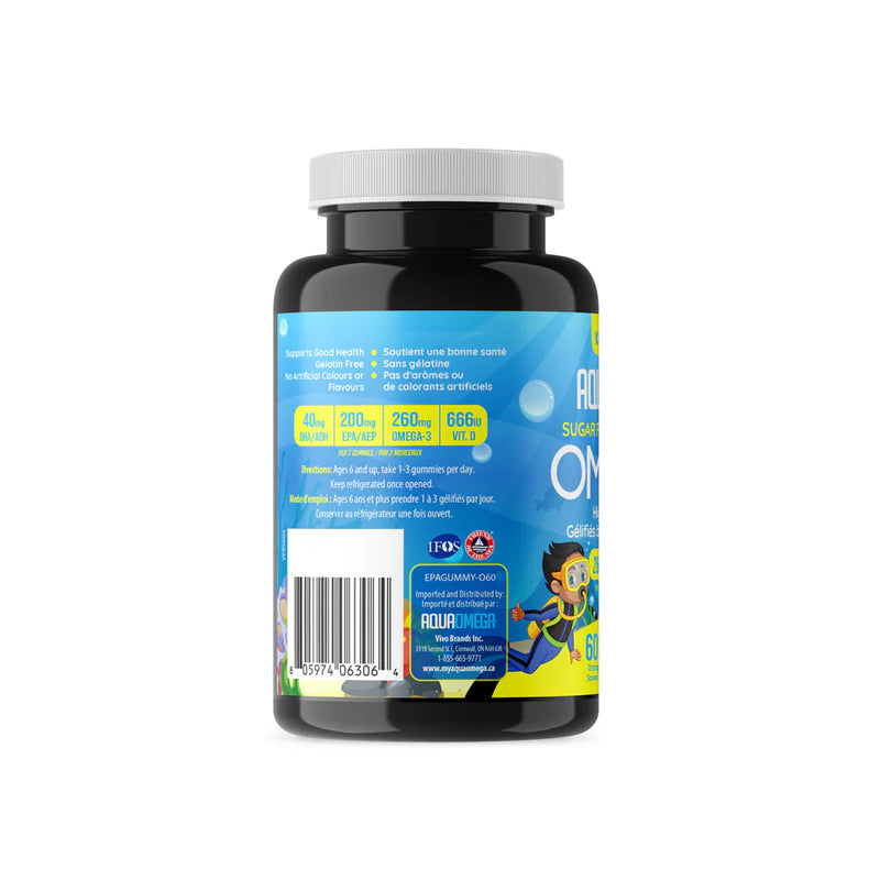 AquaOmega Kids Omega-3 High EPA| 60 Blueberry Flavored Gummies