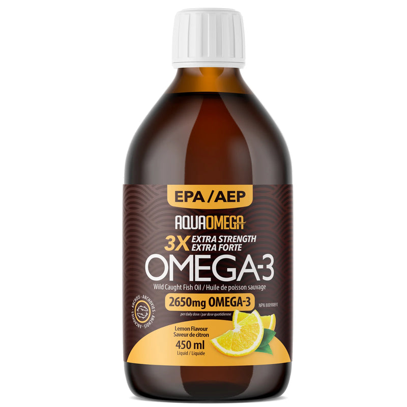 AquaOmega Omega-3 Daily Maintenance 3x Strength Lemon 450 ml