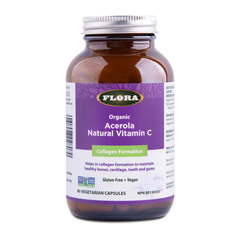 Flora Organic Acerola Vitramin C Gluten Free 90 Vegetarian Capsules