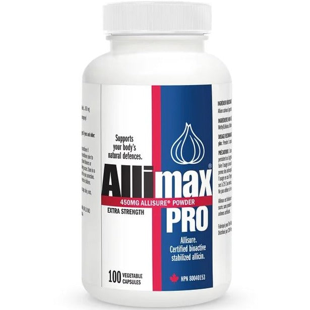 Allimax Pro Extra Strength 450mg 100 Veggie Caps (Free Allimax 30 Caps) Cough, Cold & Flu at Village Vitamin Store
