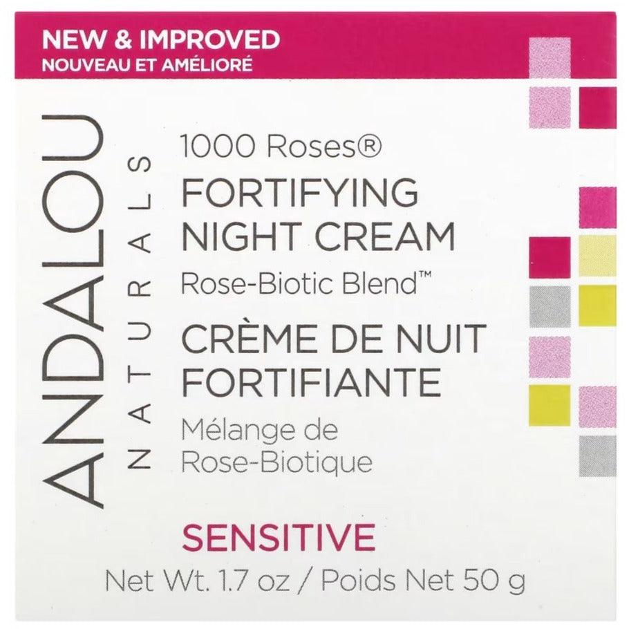 Andalou Naturals 1000 Roses Fortifying Night Cream 50g Face Moisturizer at Village Vitamin Store